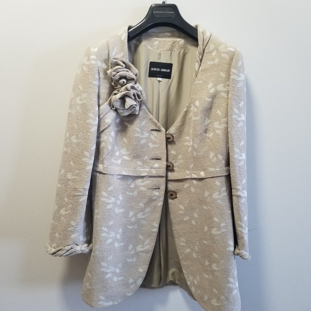 GIORGIO ARMANI Floral Jacquard Linen Jacket